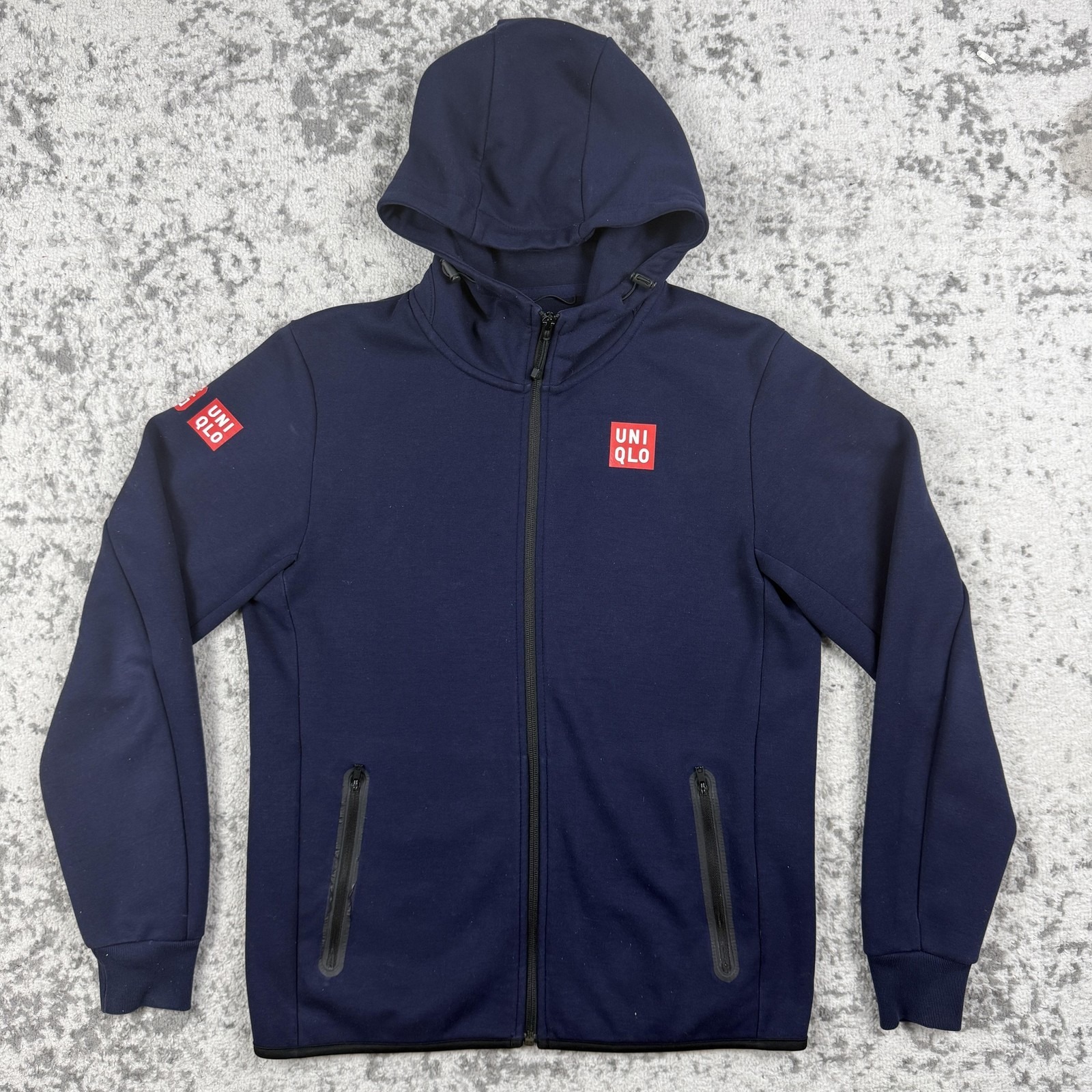Uniqlo Hoodie Kei Nishikori Mens Small Blue Full Zip Logo Jacket Athletic